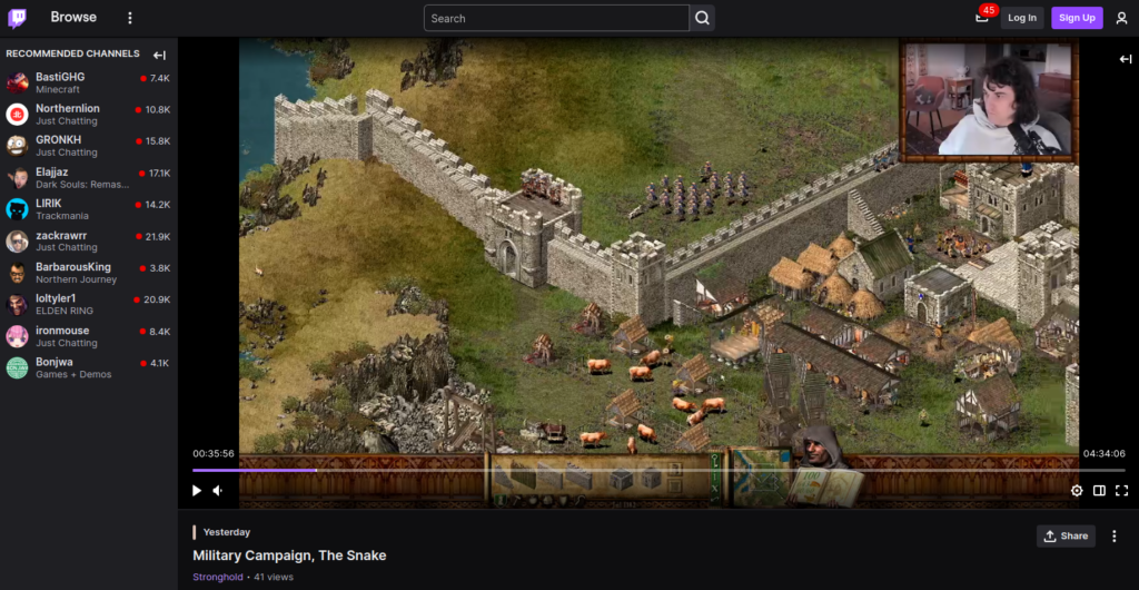 Screenshot of a gaming live stream on Twitch