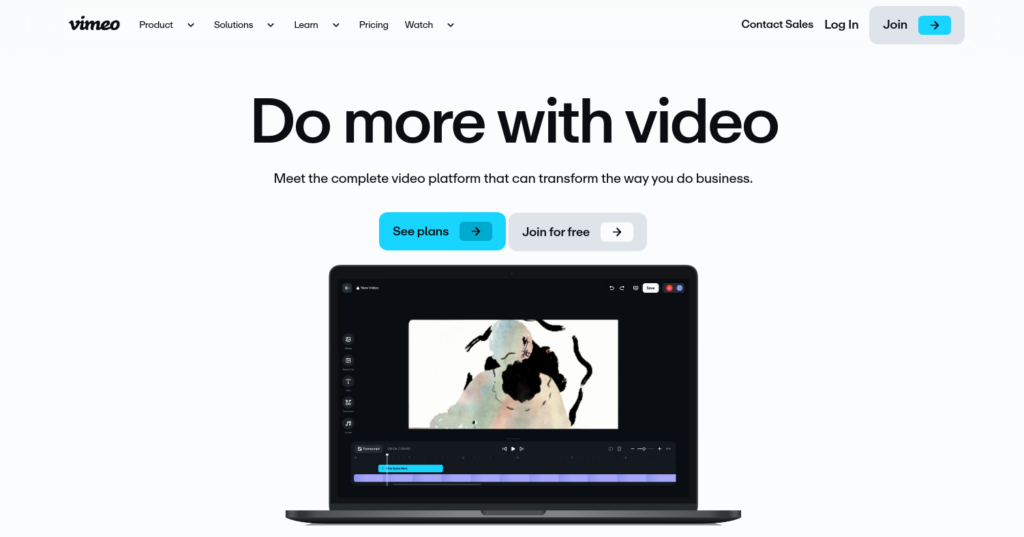 Screenshot of Vimeo's home page